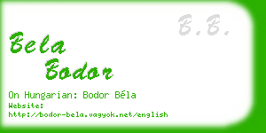 bela bodor business card